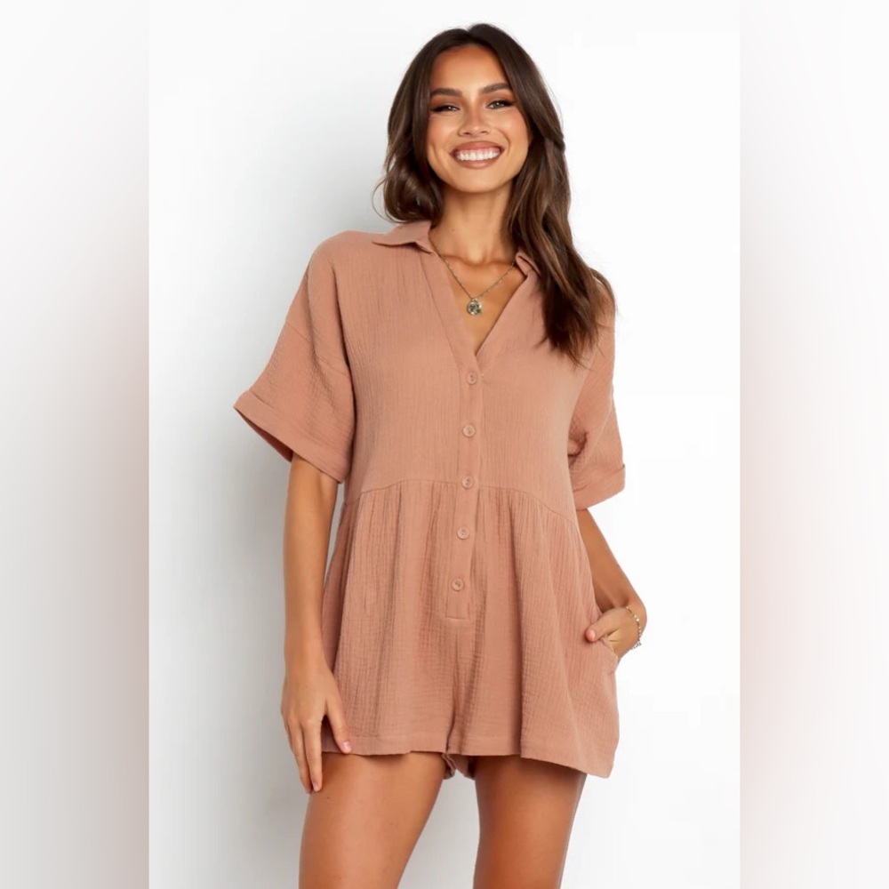 Petal + Pup | Winny Romper - Mocha - Sz 2 | Oversized Relaxed Fit - Lightweight